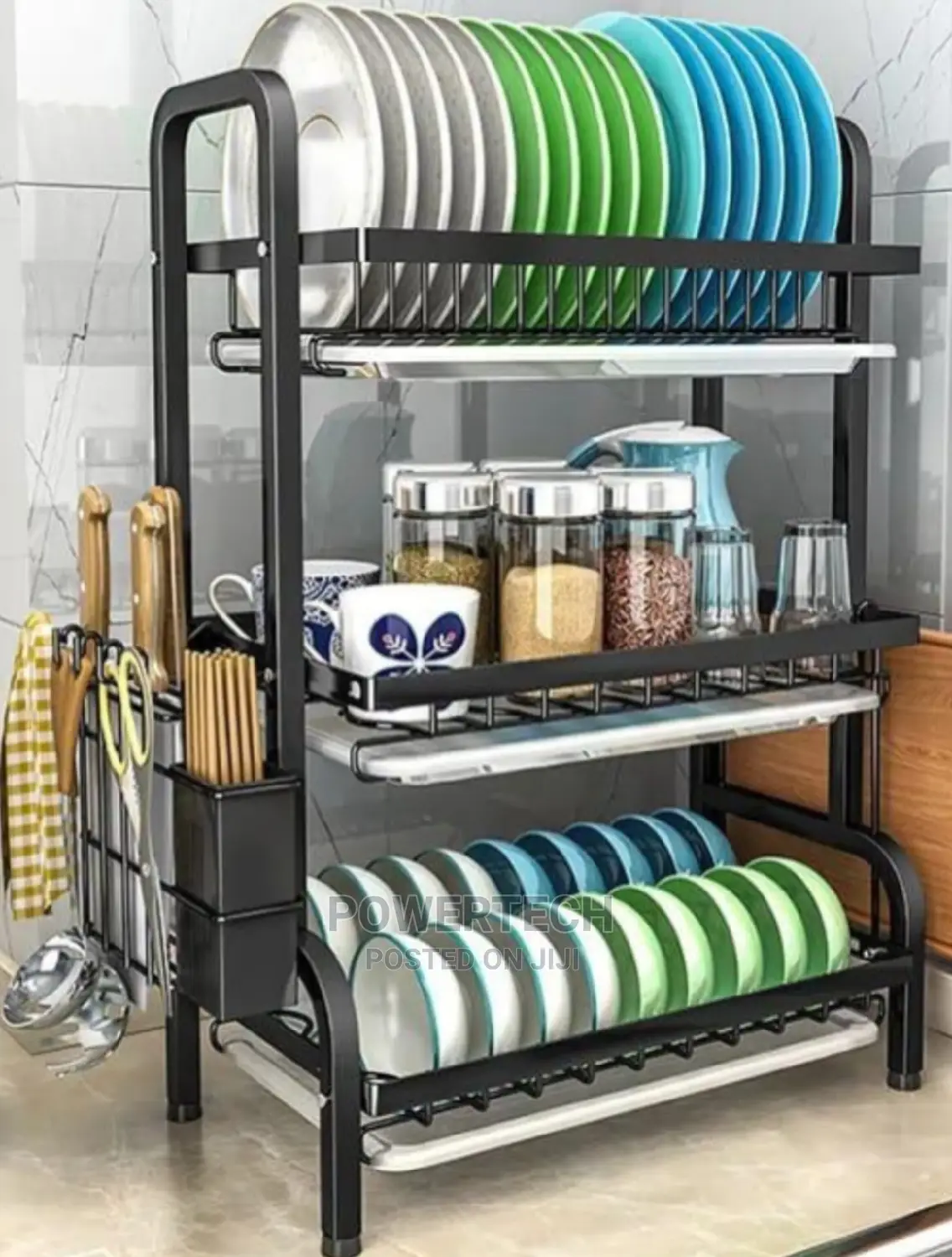 Heavy Duty 3 Tier Dish Rack With Cutlery Holder 