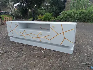 6ft Golden White TV Stand