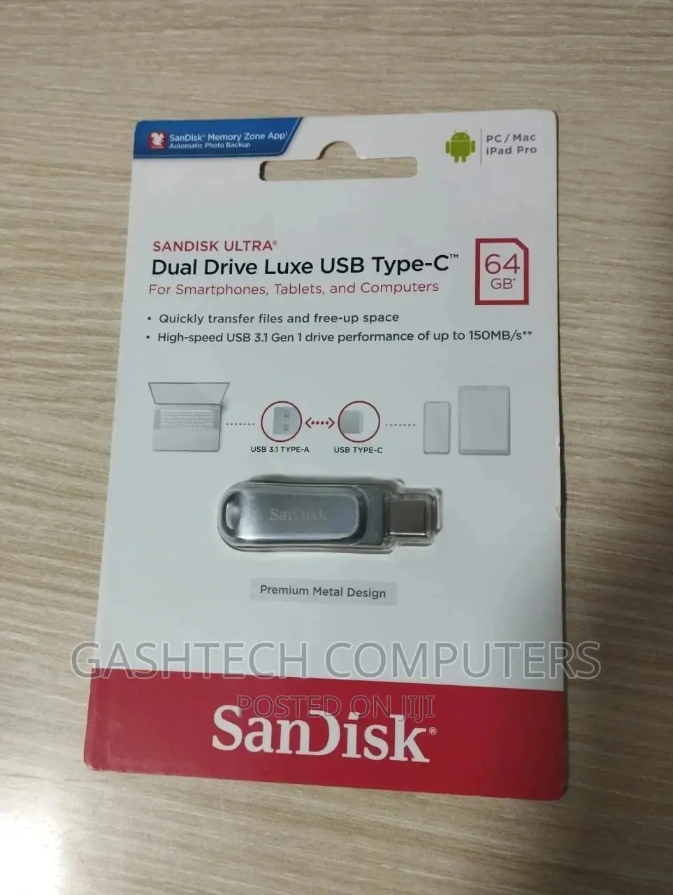 Sandisk Ultra Dual Drive Luxe Usb Type-C Flash Drive 64gb