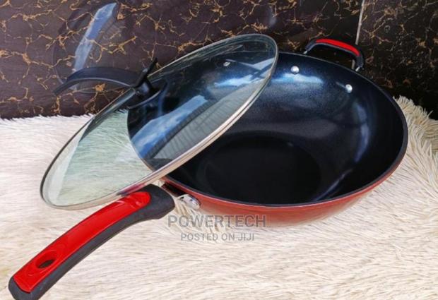 34cm Non-Stick Wok Deep Stir-Frying Pan -Glass Lid - main view