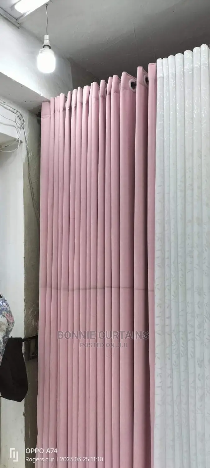Pink Modern Curtains and White Sheers