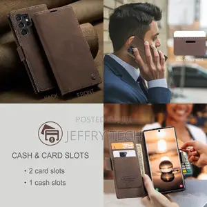 Samsung Galaxy S23 Ultra Flip Vintage Case - Coffee