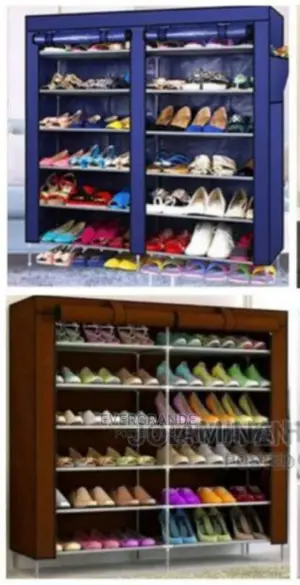 Double Shoe Rack With Canvas Cover 30 Pairs