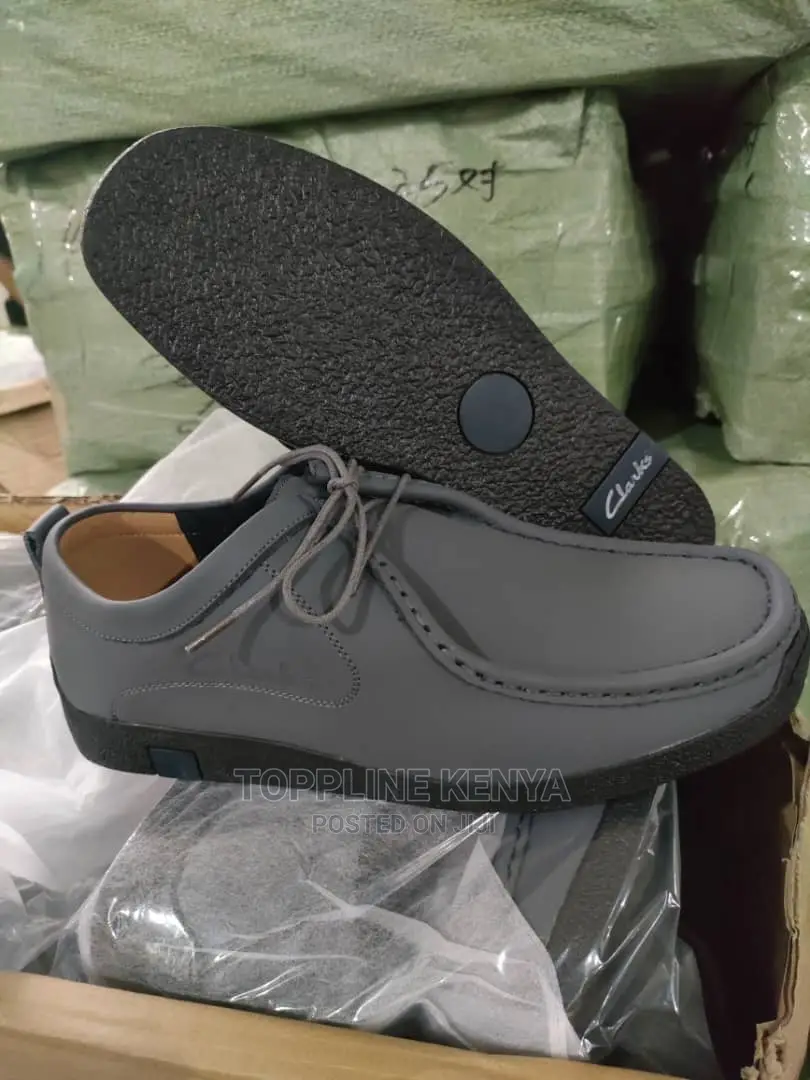 Clark LaceUp Leather Shoes Grey Leather Quality Men Rubb in Nairobi