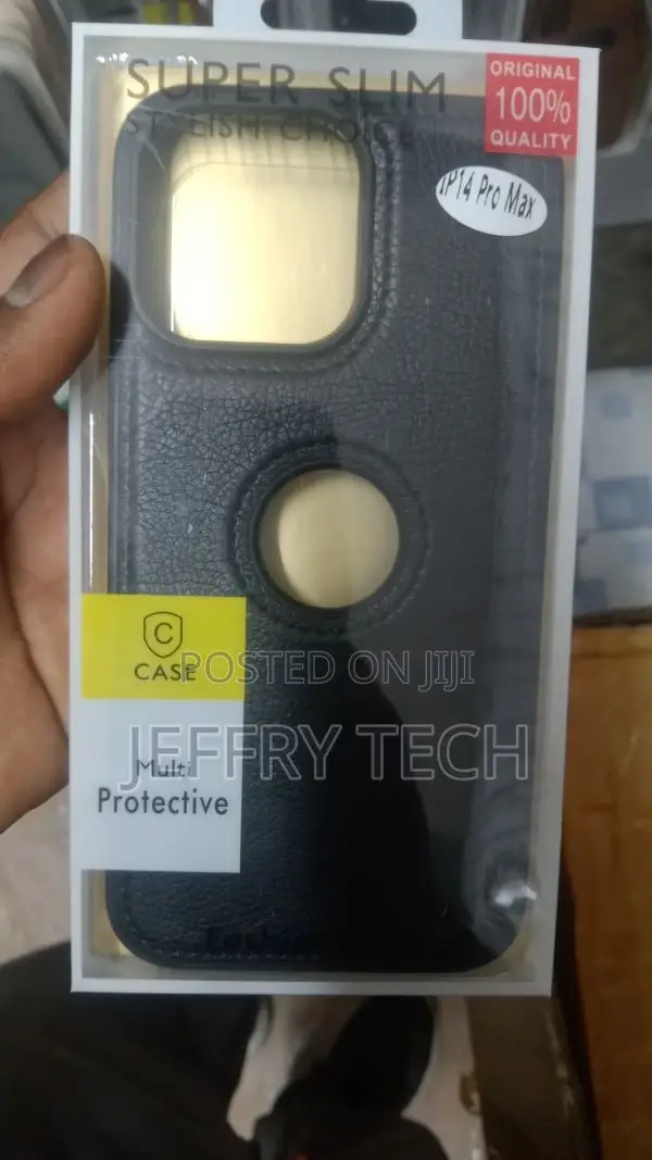 Leather Case Cover for iPhone 14 Pro Max Black