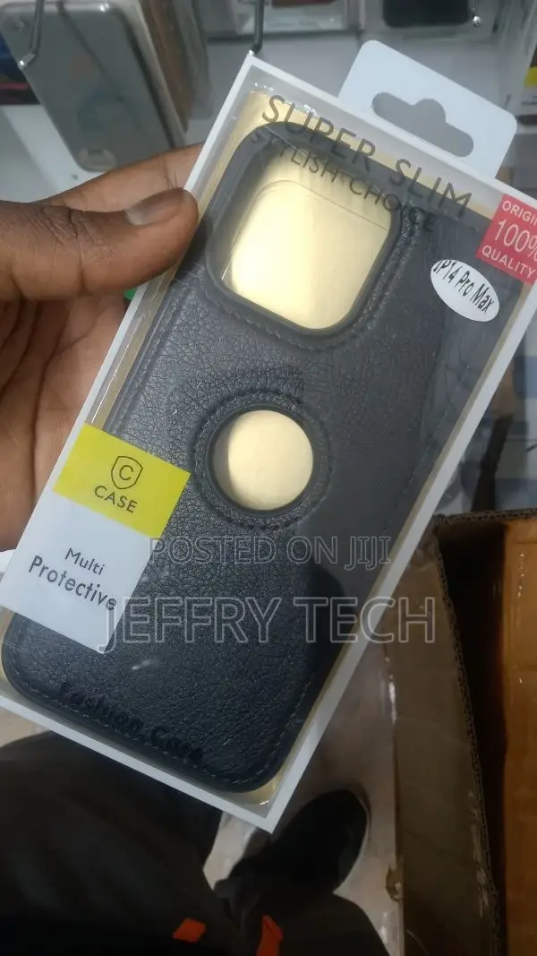 Leather Case Cover for iPhone 14 Pro Max Black