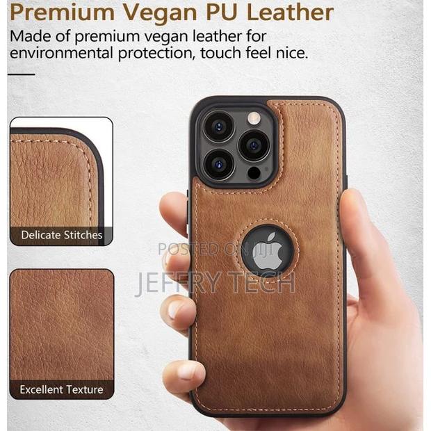 Leather Case Cover for iPhone 14 Max Brown - thumbnail 4