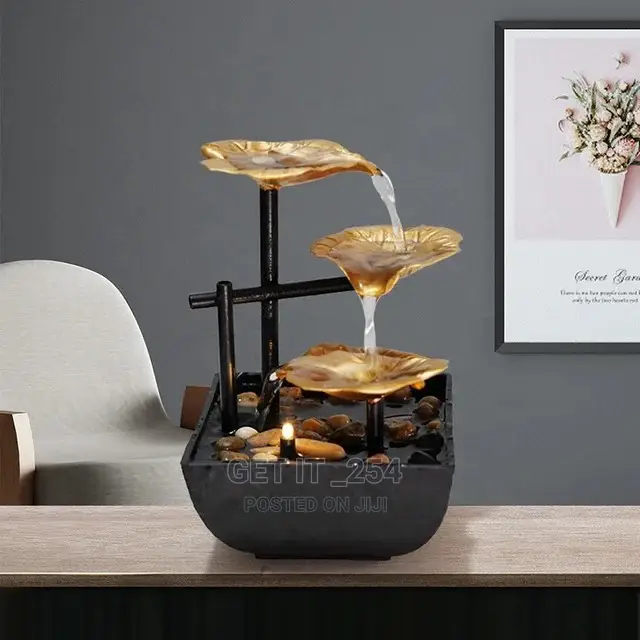 Table Top Electric Mini Water Fountain With LED Lamp Decor
