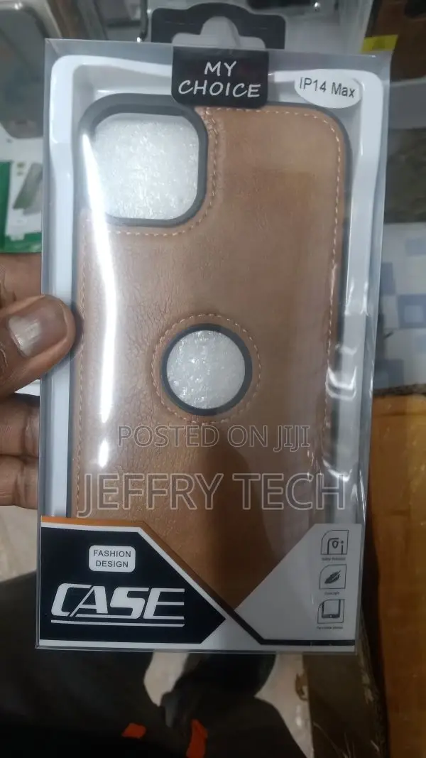 iPhone 14 MAX Leather Back Case Cover Vegan Leather Slim