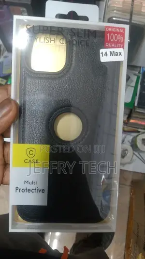 Back Cover for iPhone 14 Max Logo Hole Case ((Leather |
