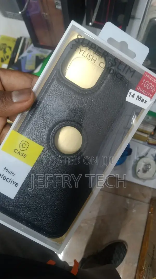 Back Cover for iPhone 14 Max Logo Hole Case ((Leather |