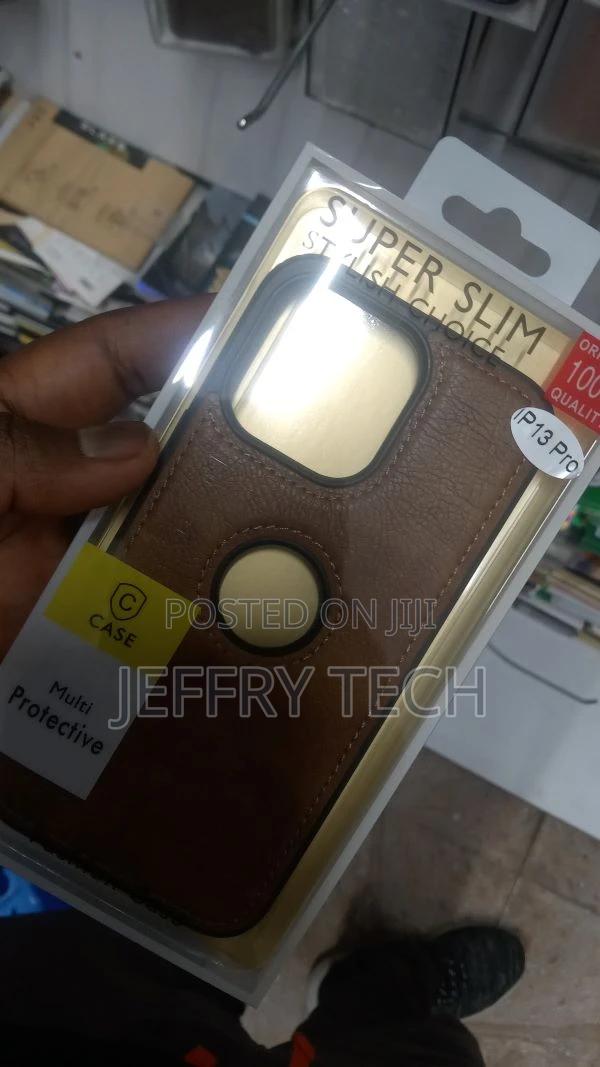 Leather Shockproof Compatible for Apple iPhone 13 Pro Brown) - thumbnail 2