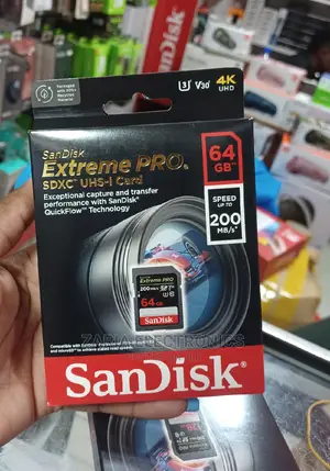 Sandisk 64gb SD Extreme Pro 200mbps, Camera Card
