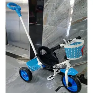 Push Tricycle With Basket Blue
