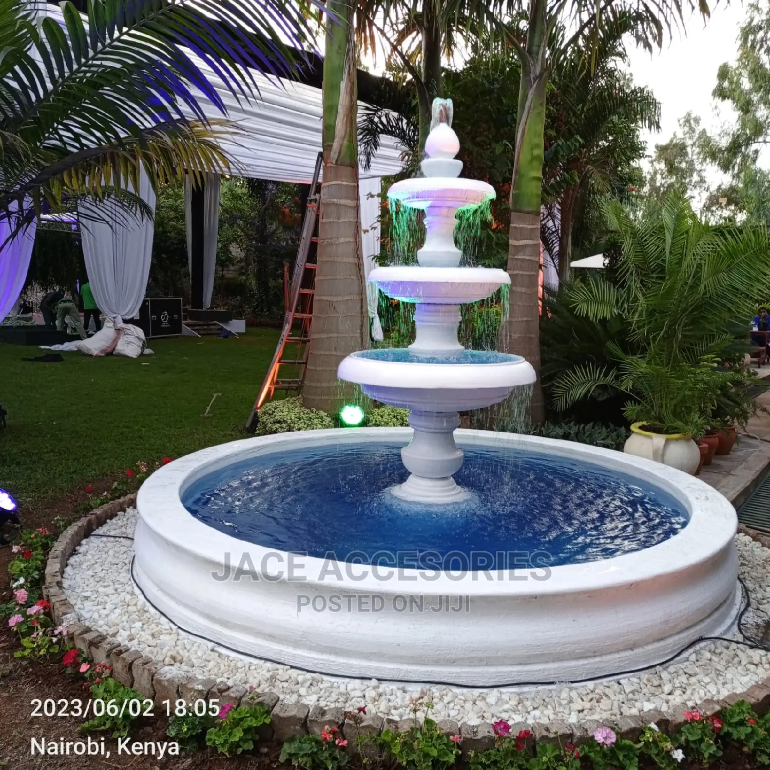 Beautiful White Fountain 3 Tiers