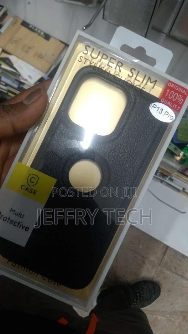 iPhone 13 Pro Leather Back Case Cover | Flexible Slim Bumpe - thumbnail 3