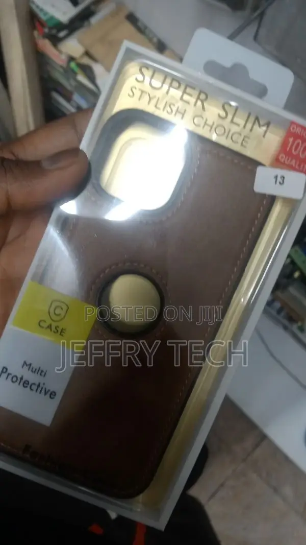 iPhone 13 Back Cover | Flexible Pu Leather Brown
