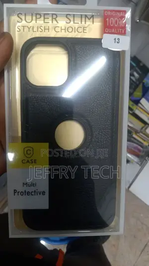iPhone 13 Back Cover Flexible Pu Leather Full Black)