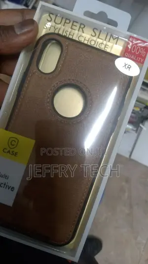 Leather Finish Back Cover for Apple iPhone XR Slim Brown