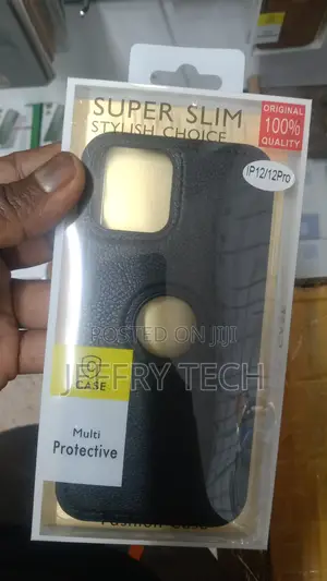 iPhone 12 Pro With Logo View, Made With PU Leather(Black)