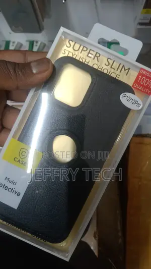 iPhone 12 Pro With Logo View, Made With PU Leather(Black)
