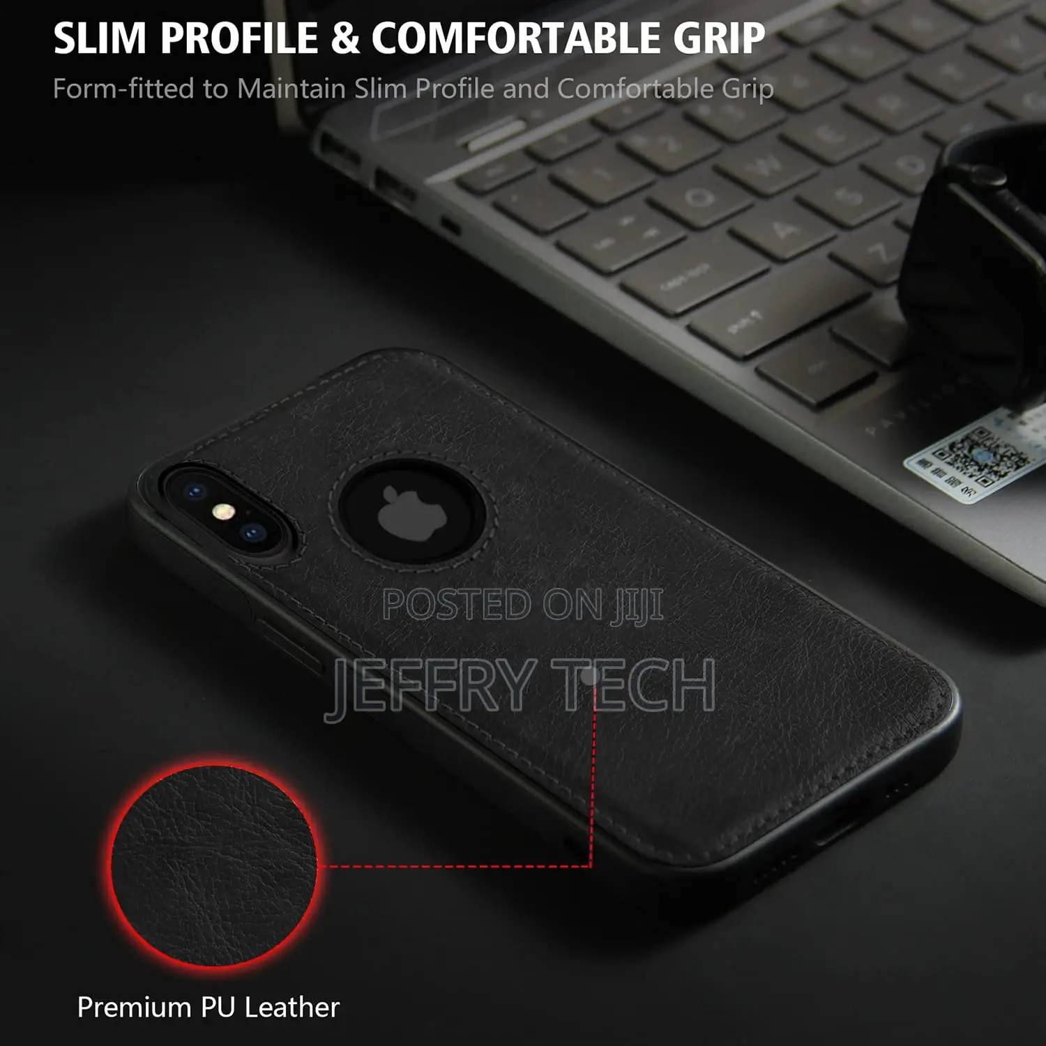 Flexible Pu Leather Case for Apple iPhone X/Xs (Black)