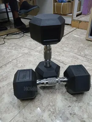7.5kg Pair Black Coated Iron Cast Dumbells Pair