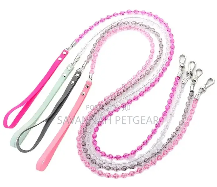 Luxfur Colorful Crystal Beaded Chain Dog Leash