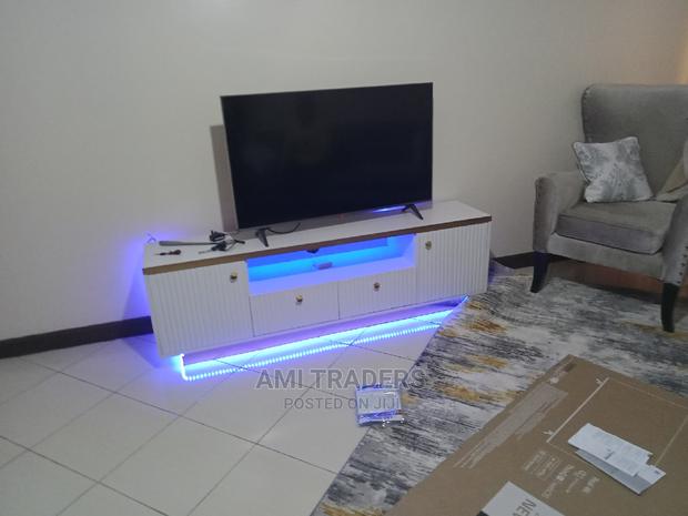 Golden TV Stand +LED Lights - main view
