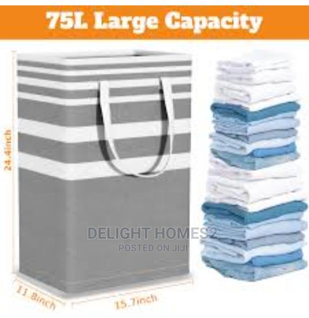*Foldable Canvas Laundry Basket - main view
