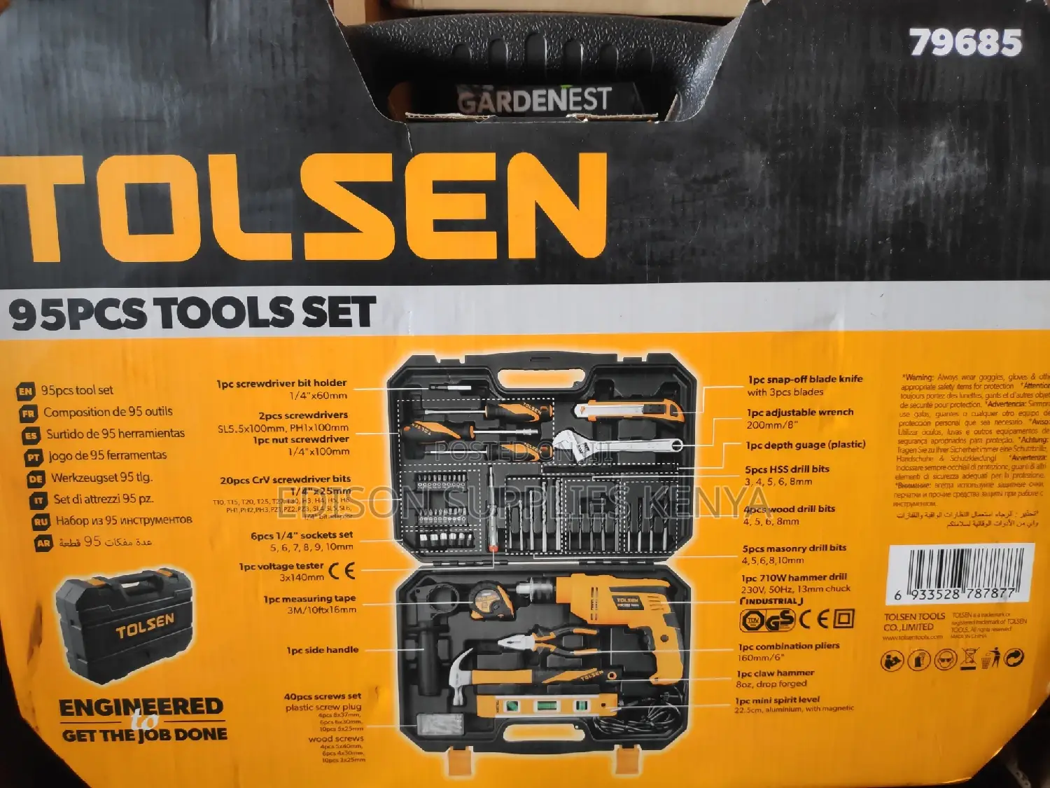 Tolsen 95pcs Tools Set 79685 Electric Drill Tools Kit Complete Box