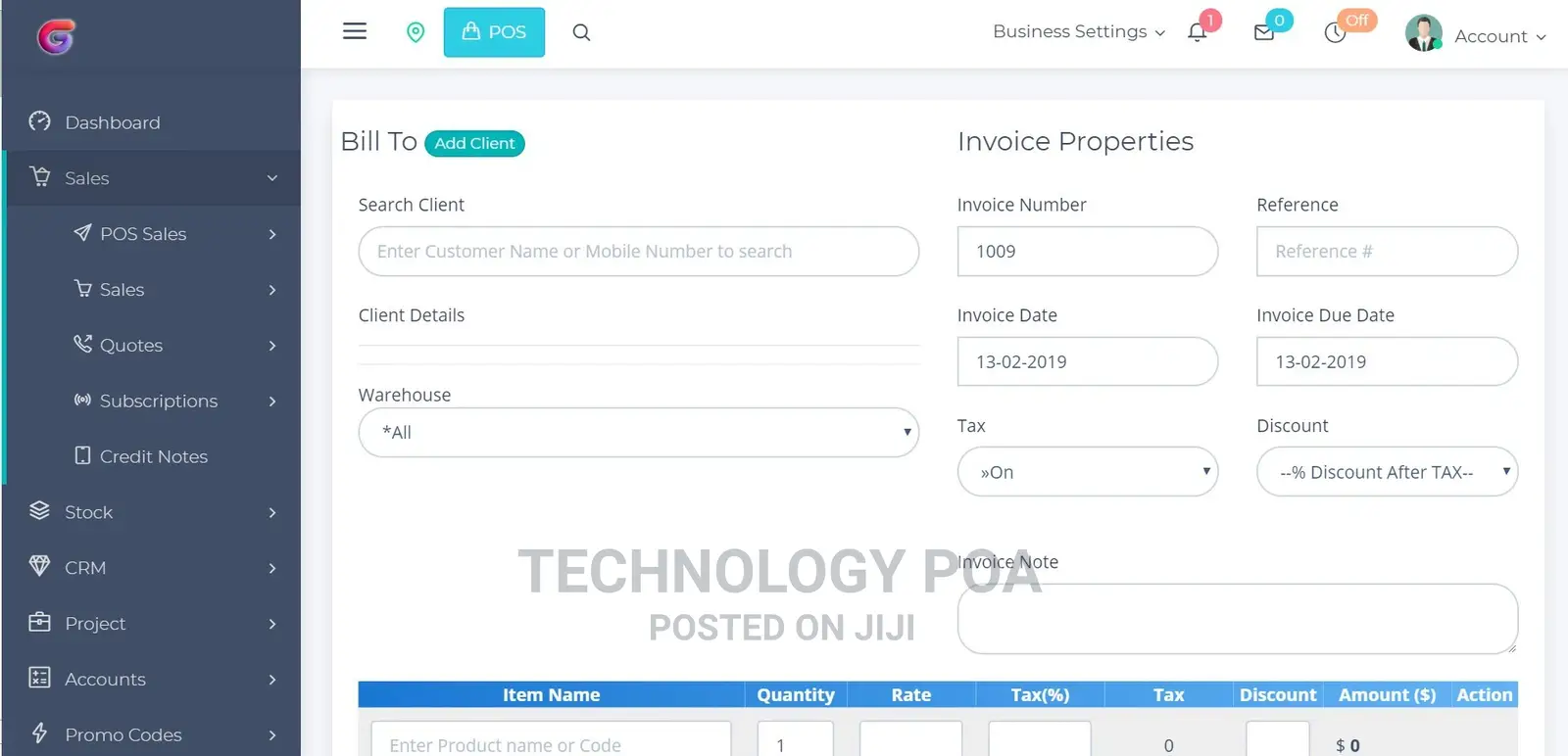 Point Of Sale, Billing And Stock Manager Application