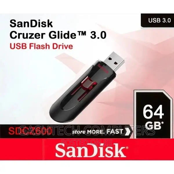Sandisk Cruzer Glide 3.0 Usb Flash Drive 64gb