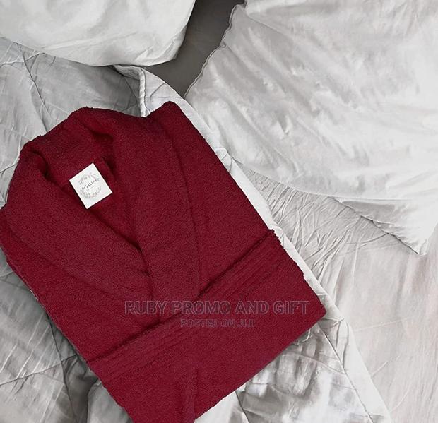 Premium High Quality Cotton Maroon Bath Robe - thumbnail 2