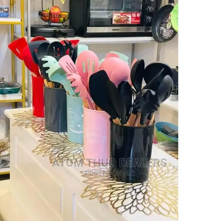Silicon Spoon Set Black Beigr or Khaki Grey Lihgt Green