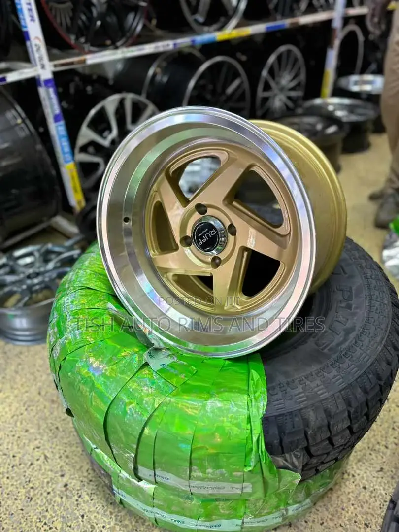 Silver Gold Offset 15 Inch Rims Set