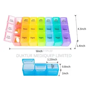 7-Day and Three Times a Day Colored Plastic Pill Organizers