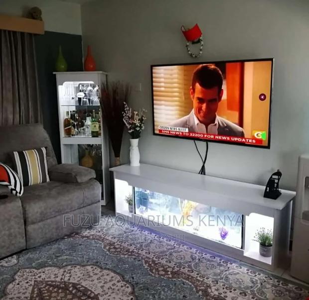 Tv Stand Aquarium With Clean Wooden Finish