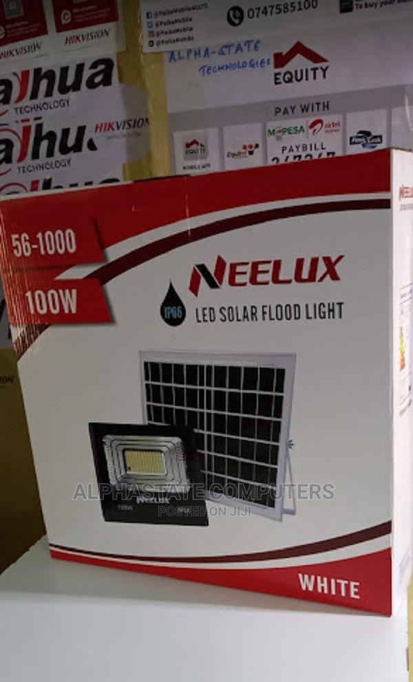 White Neelux Solar Floodlight 100watts With Waterproof Panel - main view
