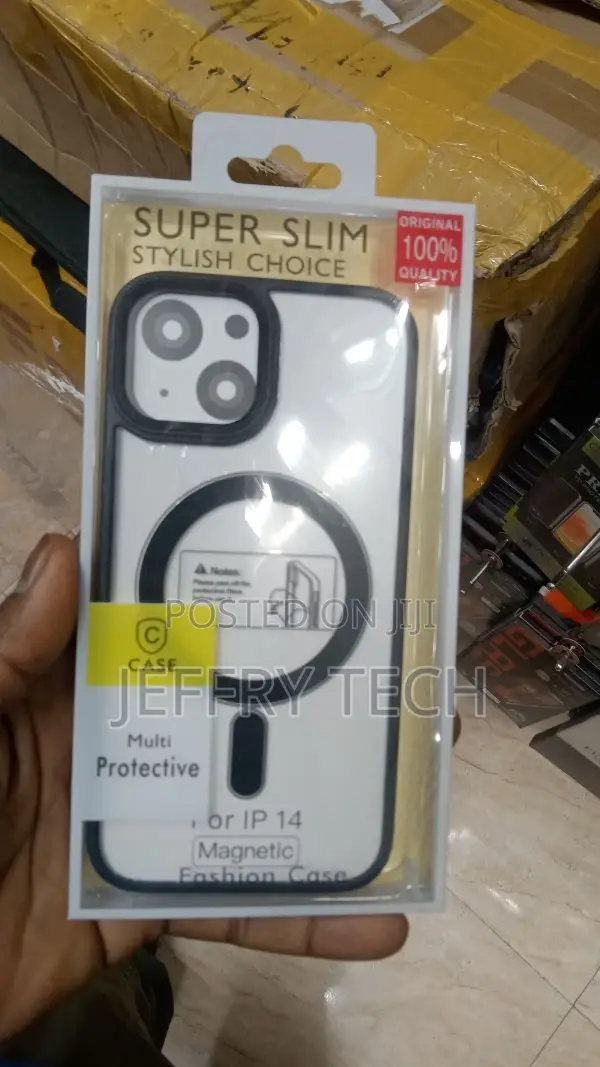 Case for Apple iPhone 14 Transparent Magnetic Black Edges
