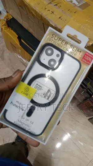 Case for Apple iPhone 14 Transparent Magnetic Black Edges