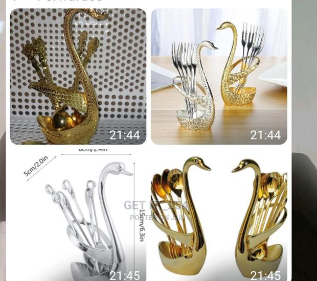 Swarn/Duck Spoon Holder+6pcs Tea Spoon - main view
