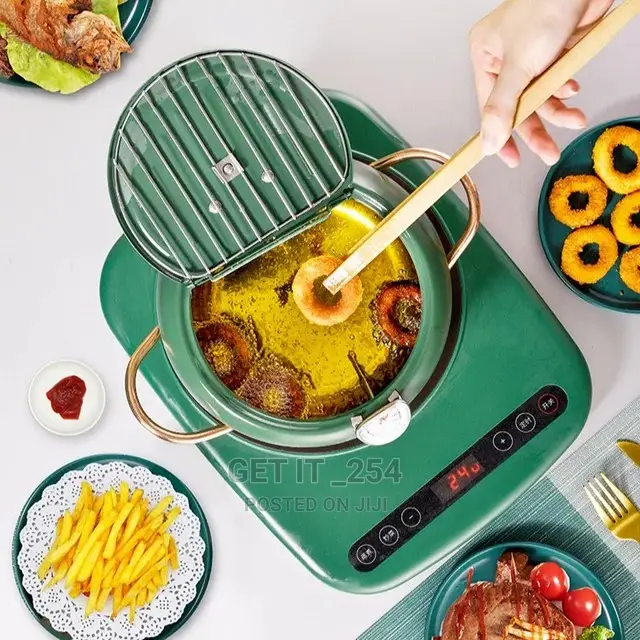 Nordic Green Coloured 3.4L Frying Pot With Thermometer
