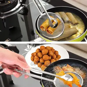 Stainless Steel Frying Mesh Tongs Sieve Spoon