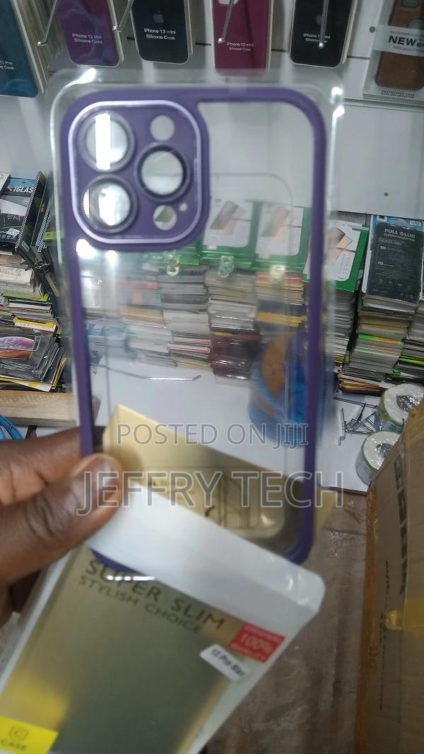 Protective Phone Case for iPhone 13 Pro Max, Blue Edges - main view