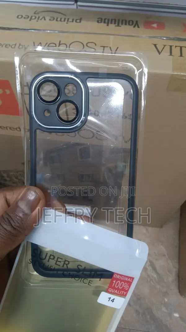 Apple iPhone 14 (6.1")Clear Transparent Colors Black Edges