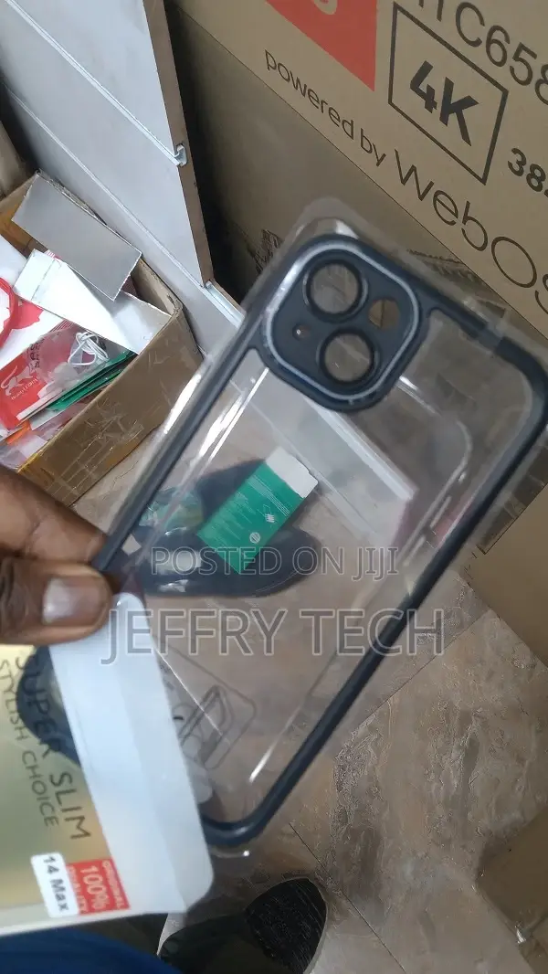 iPhone 14 Max Clear Transparent Colors Black Border Edges