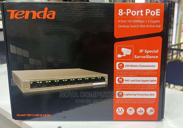 Tenda 8 Port POE + 2 Gigabit Ethernet Port Desktop Switch
