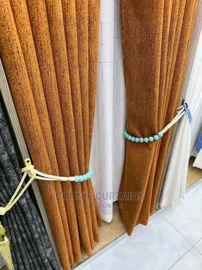 Burnt- Orange Curtains and White Sheers