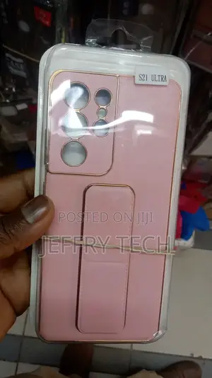 Samsung S21 Ultra Magnetic Case With Stand Wrist Strap Pink
